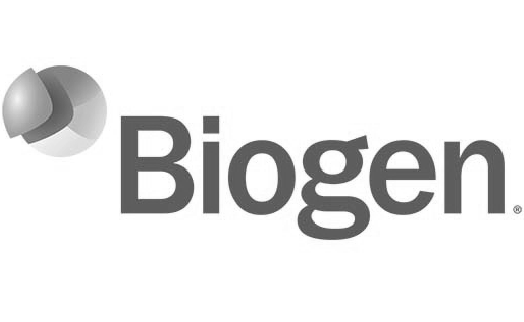 Biogen corporate branding featuring spherical symbol and modern typography for global biopharmaceutical leader