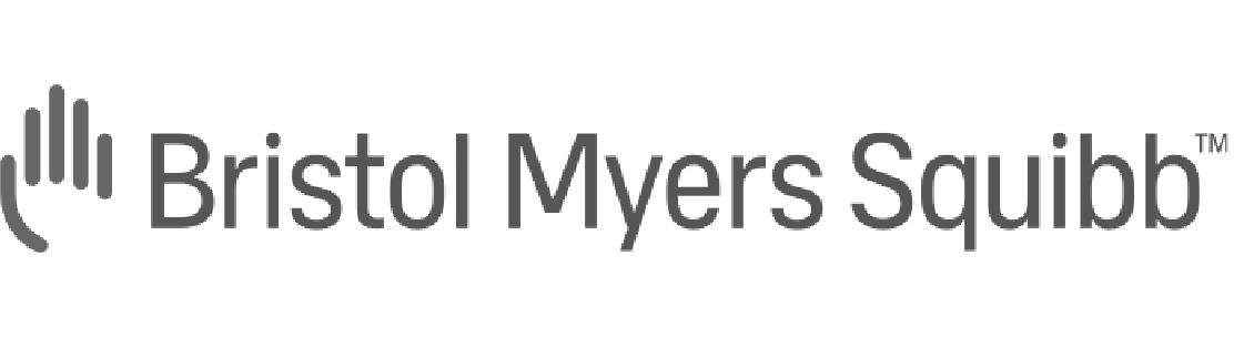 Bristol Myers Squibb logo with hand symbol icon and clean pharmaceutical company wordmark design