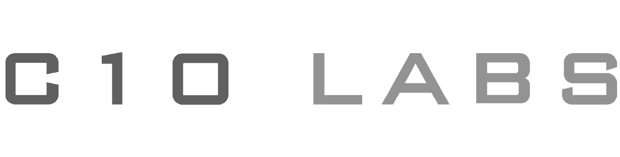 C10 Labs corporate branding featuring wide letter spacing and modern typography for venture studio identity