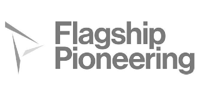 Flagship Pioneering logo with abstract geometric icon and modern typography for biotechnology venture firm