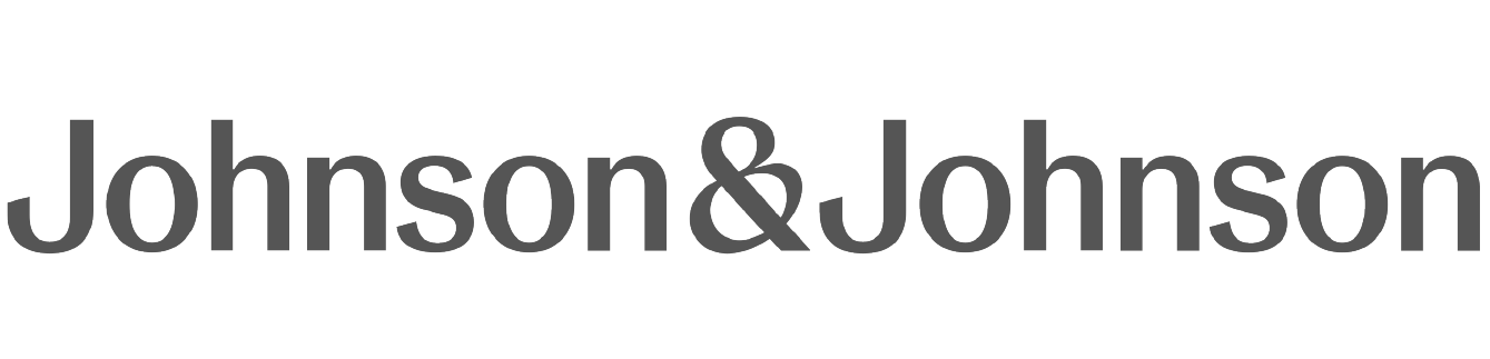 Healthcare company Johnson and Johnson branding featuring elegant script style lettering and corporate wordmark design