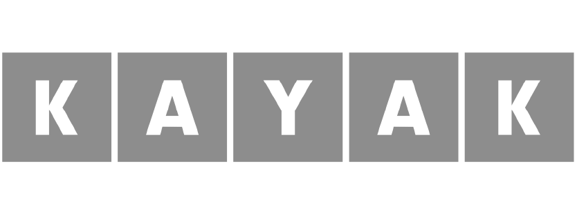 Travel company KAYAK branding featuring block style typography with individual letter tiles design