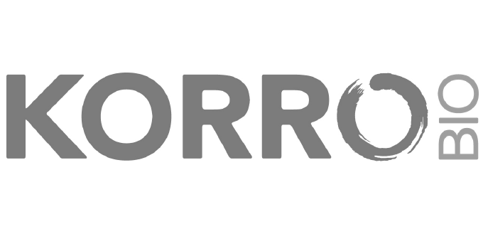 KORRO Bio logo with bold typography and circular brushstroke symbol representing biotech innovation