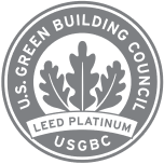 USGBC LEED Platinum certification badge with circular design representing green building sustainability achievement