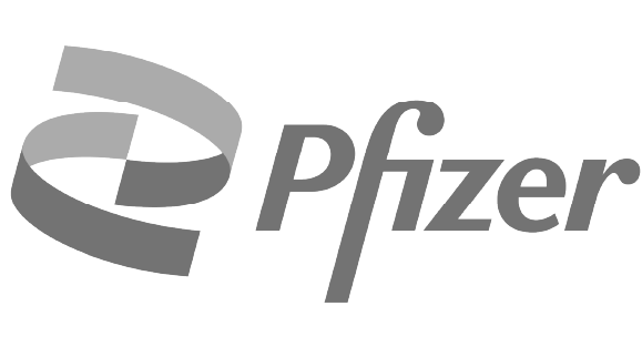 Pfizer logo featuring iconic curved ribbon emblem with bold pharmaceutical brand typography design